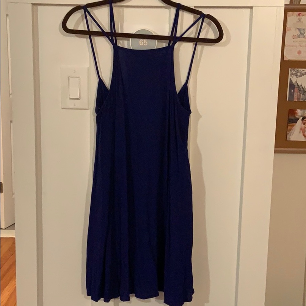 Royal Blue High Neck Strappy Dress